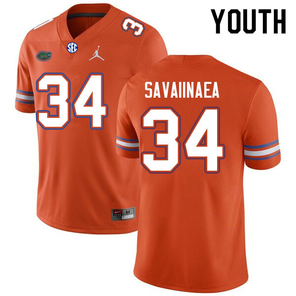 Youth #34 Andrew Savaiinaea Florida Gators College Football Jerseys Sale-Orange